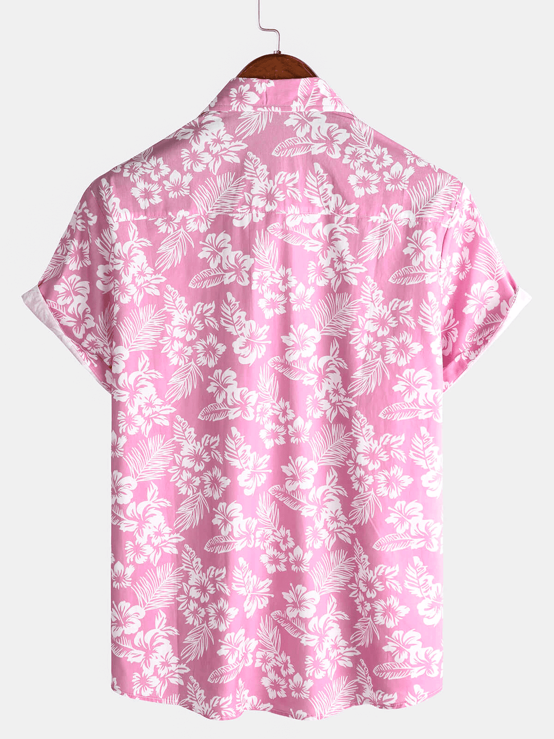Hawaiian Shirt with Short Sleeves and Floral Pattern