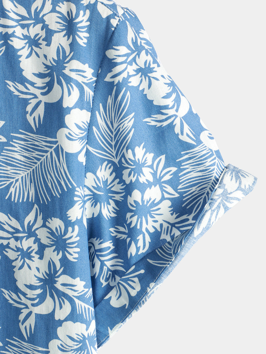 Hawaiian Shirt with Short Sleeves and Floral Pattern