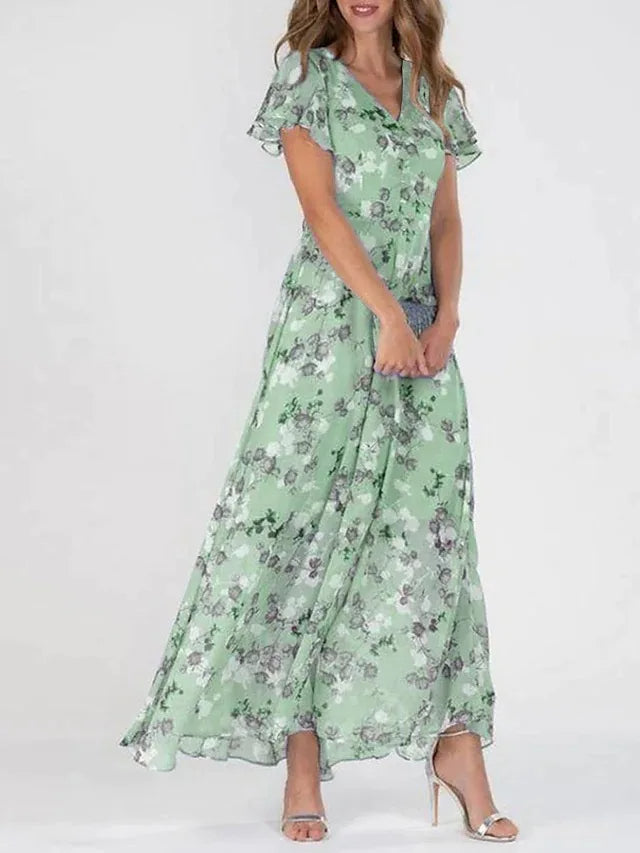 Loraina | Elegant Floral Chiffon Dress