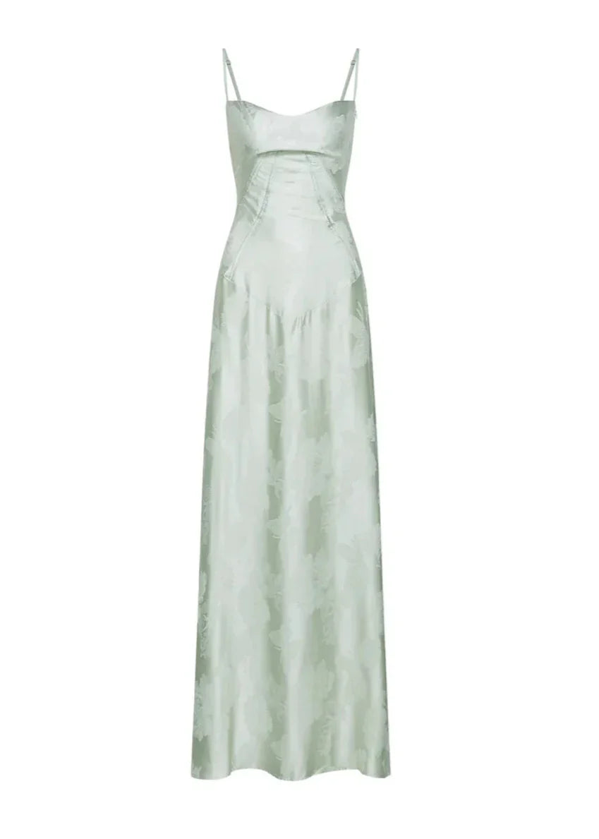 Gilda | Luxe Maxi Dress with Elegant Floral Print - Pistachio Green