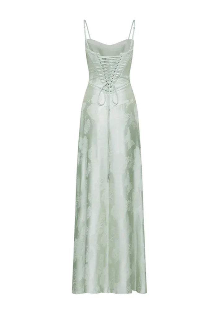 Gilda | Luxe Maxi Dress with Elegant Floral Print - Pistachio Green