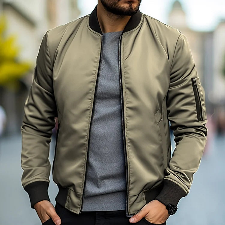 Tavian – Men’s Zip Up Jacket with Ribbed Cuffs