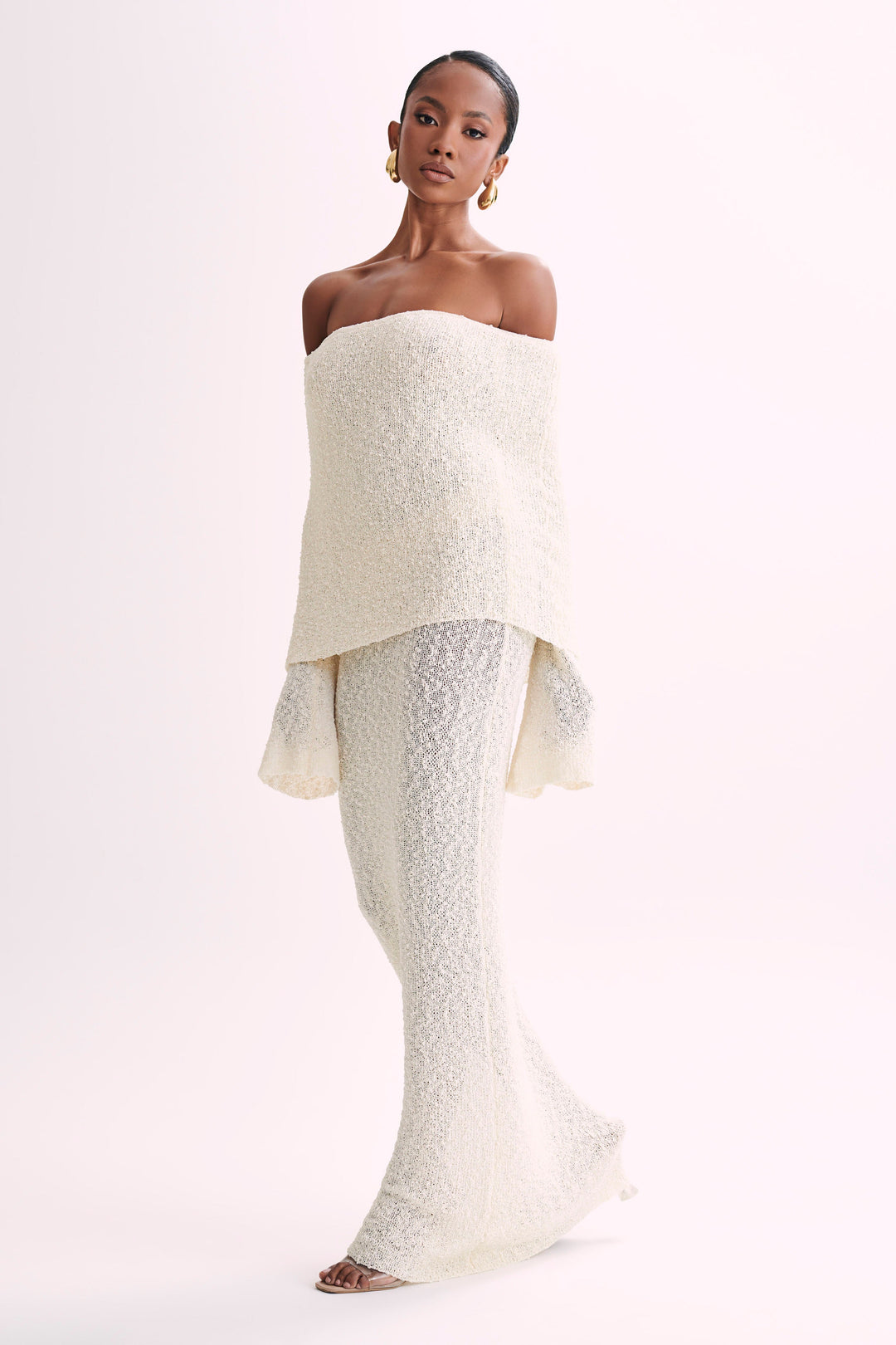 Angel | Bouclé Off-Shoulder Maxi Dress