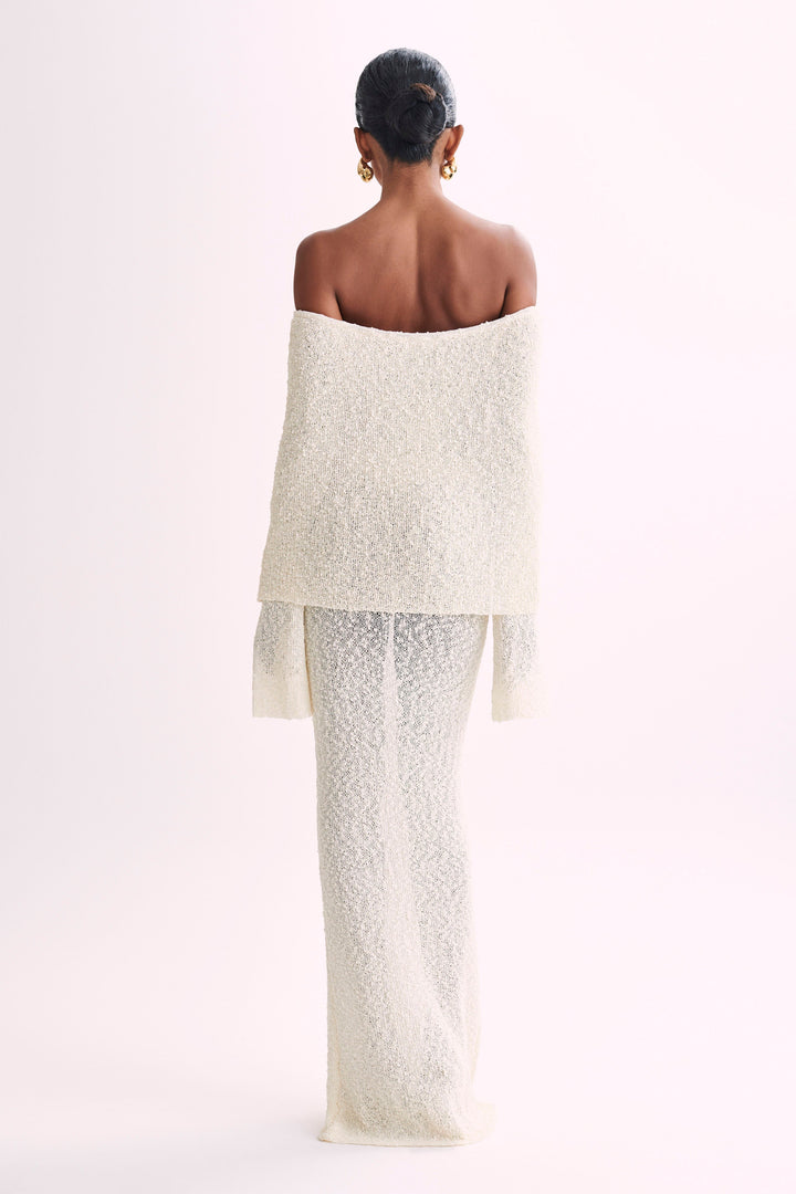 Angel | Bouclé Off-Shoulder Maxi Dress