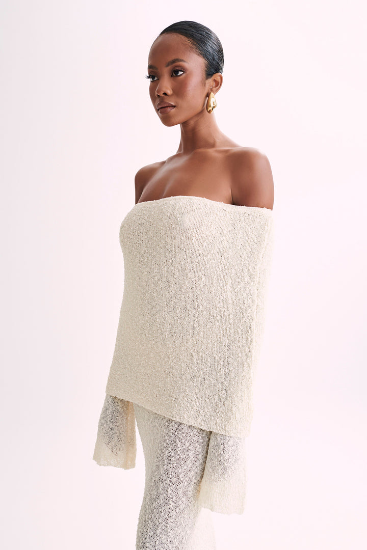 Angel | Bouclé Off-Shoulder Maxi Dress