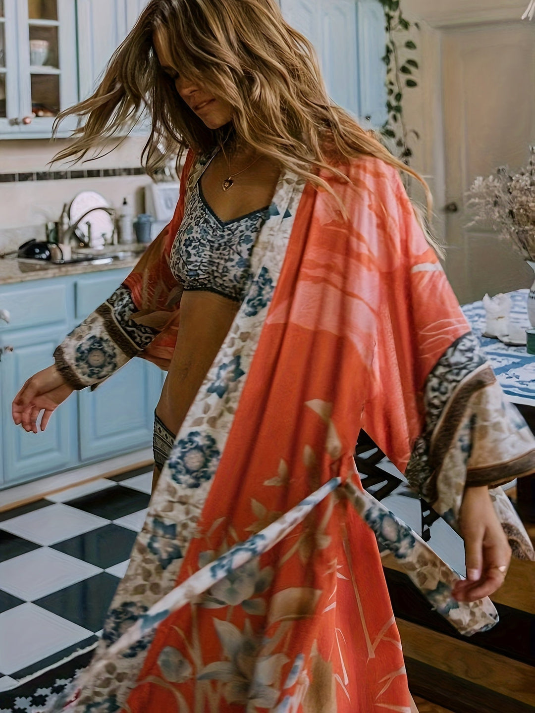 Tullia | Maxi Kimono for Women with Floral Print