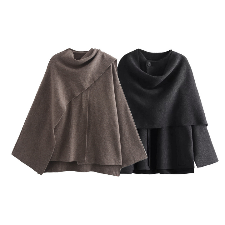 Roses | Luxe Cape Winter Coat - Fashionable Warm Women's Coat