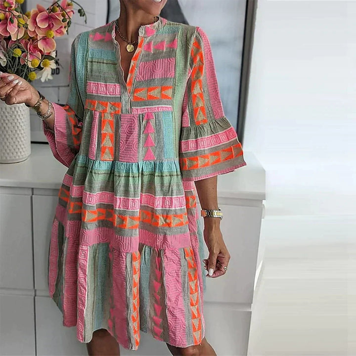 Daisy | Elegant Midi Dress with Half-Length Puff Sleeves