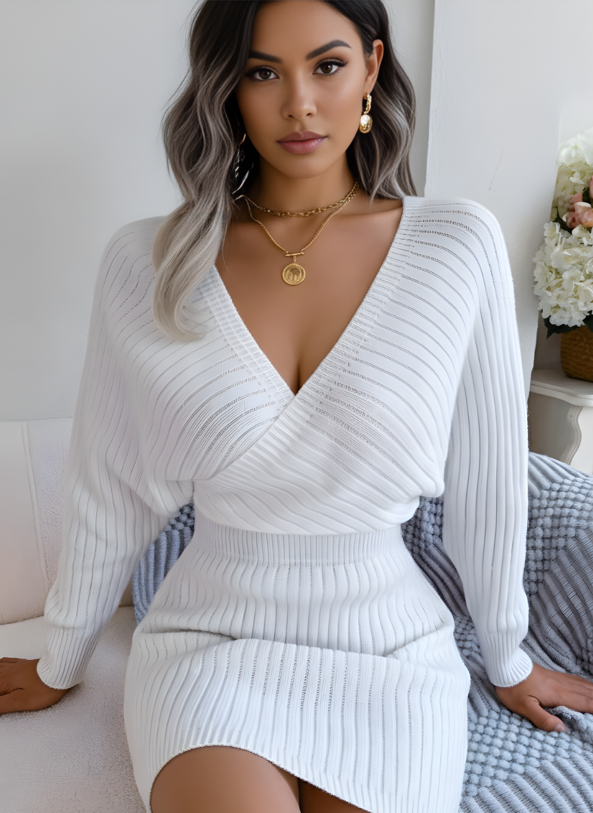 Batwing Sleeve Knit Bodycon Dress