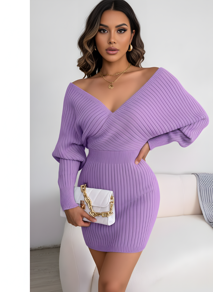 Batwing Sleeve Knit Bodycon Dress