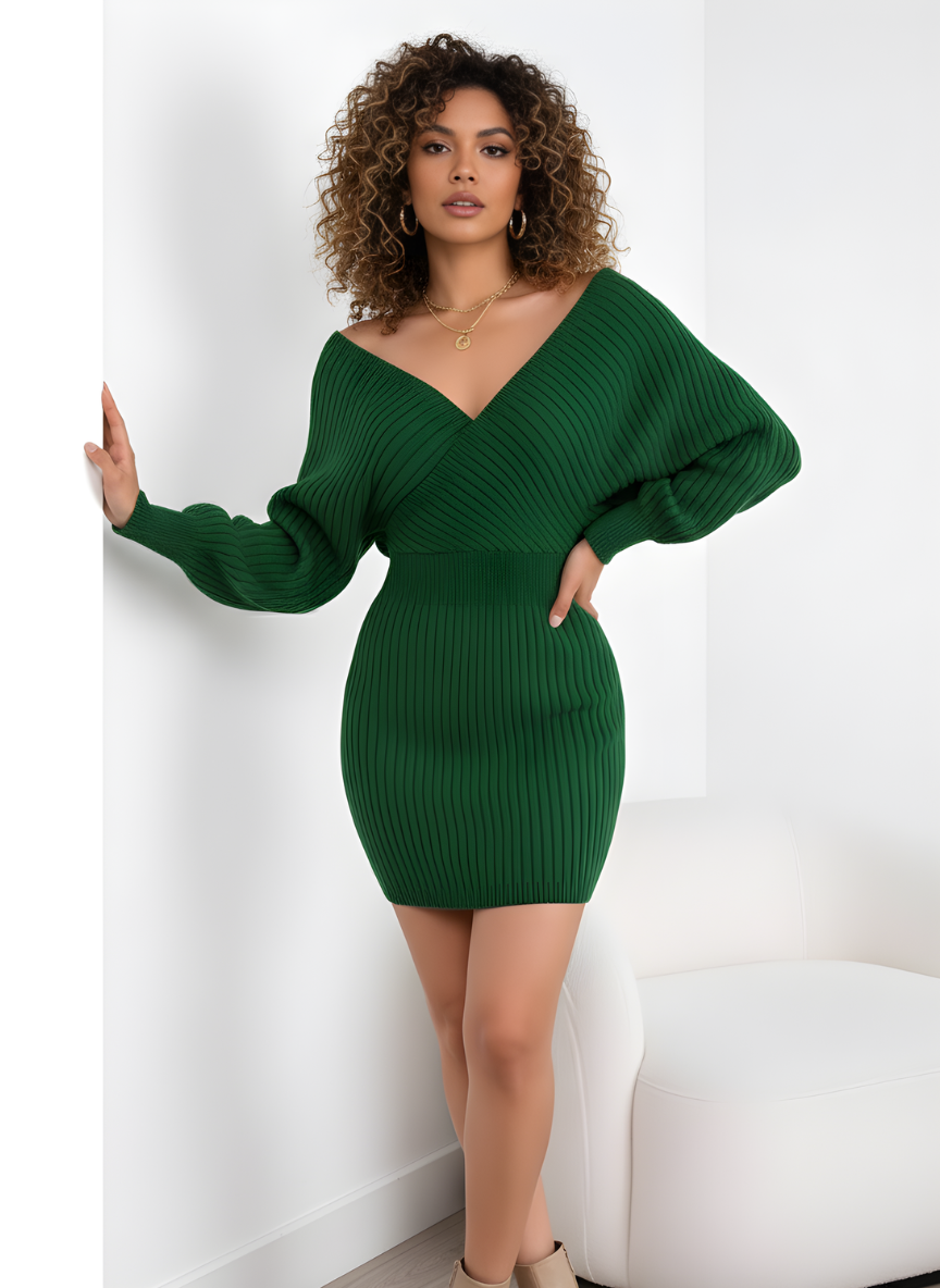 Batwing Sleeve Knit Bodycon Dress