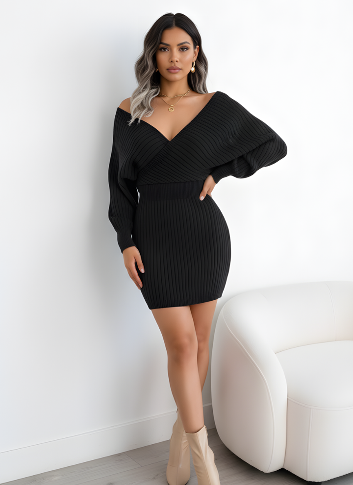 Batwing Sleeve Knit Bodycon Dress