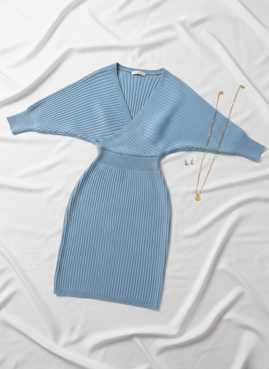 Batwing Sleeve Knit Bodycon Dress