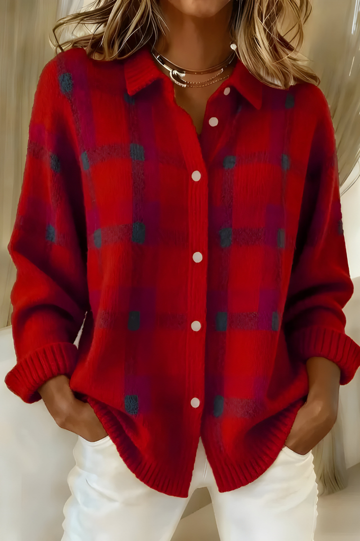 Anna™ | Soft Knit Check Cardigan