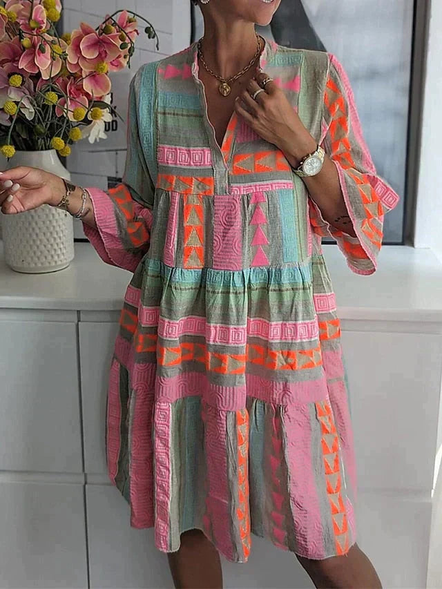 Daisy | Elegant Midi Dress with Half-Length Puff Sleeves