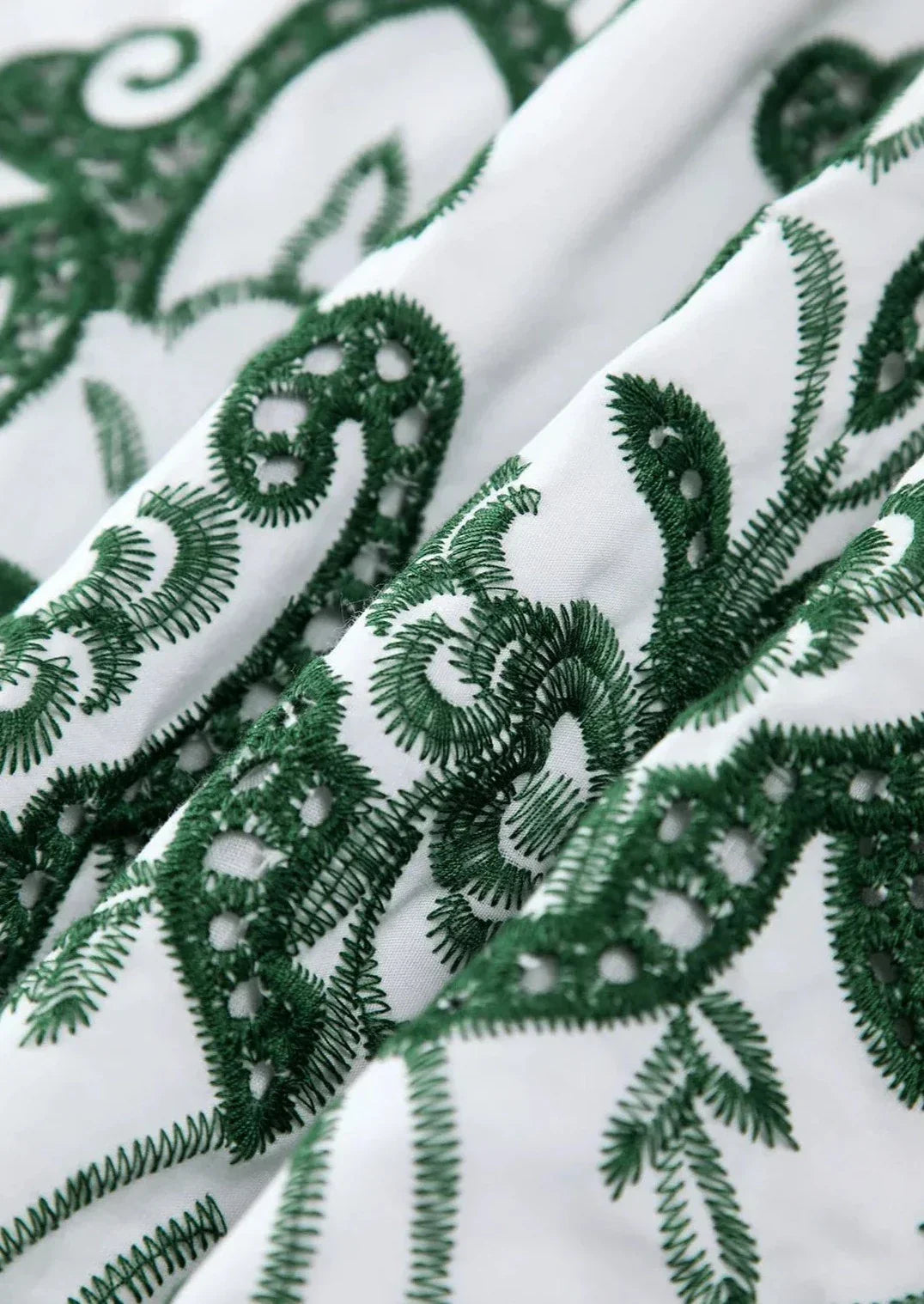 Amalia | Long Cotton Summer Dress with Open Back – White-Green