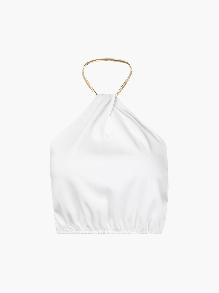 Summer Halter Crop Top – Satin, Sleeveless