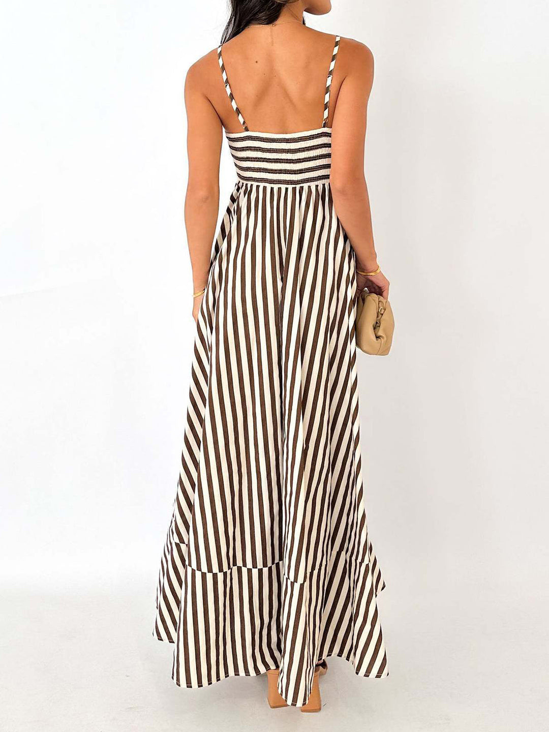 Esha | Striped Pleated Maxi Dress – Summer Cami Style