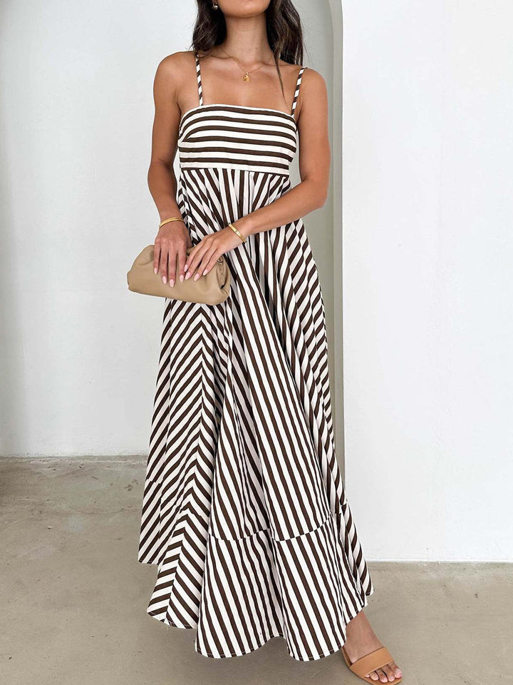 Esha | Striped Pleated Maxi Dress – Summer Cami Style