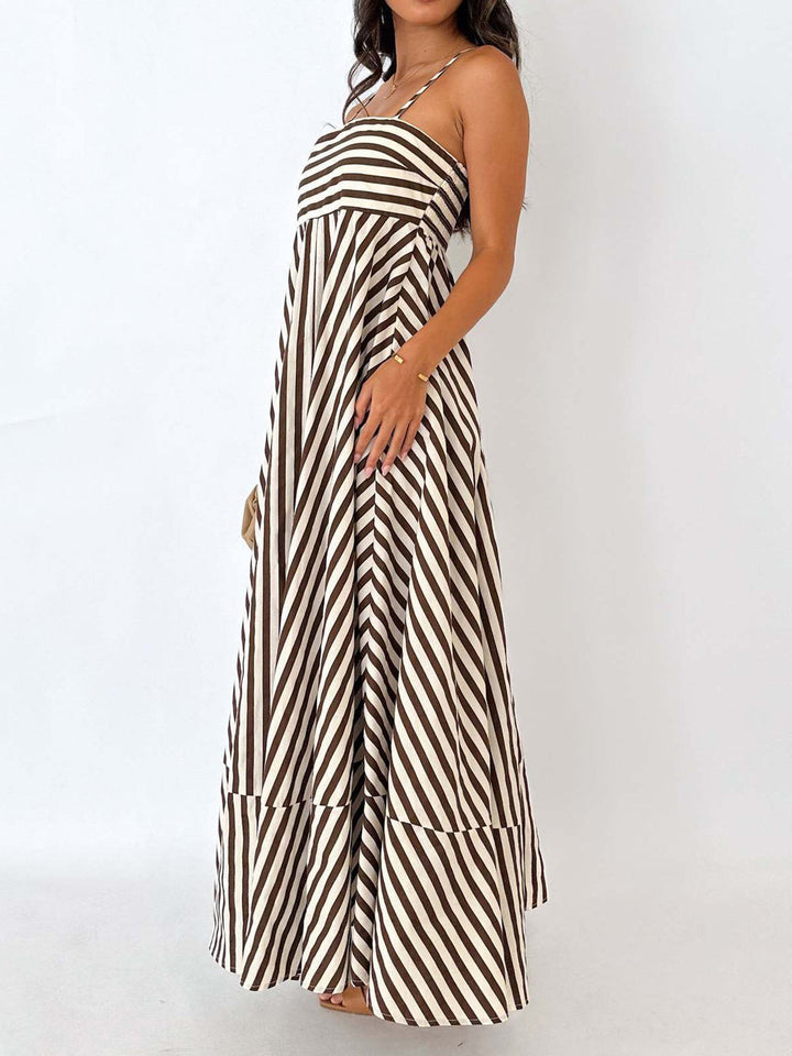 Esha | Striped Pleated Maxi Dress – Summer Cami Style