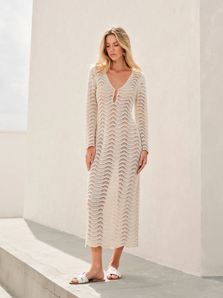 Alya | Beachwear Cover Up - White Sheer Maxi Dress