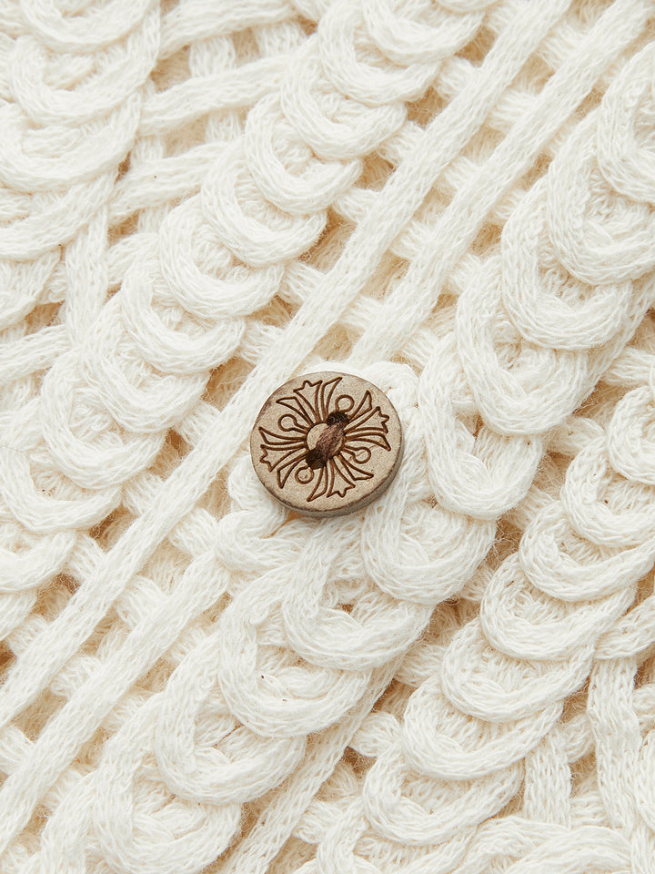 Gidi | Crocheted Cotton Sleeveless Ladies' Cardigan with Button Closure