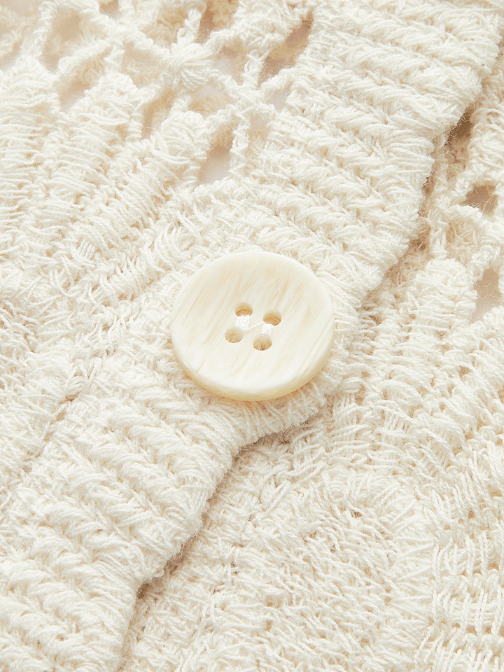 Isma | Trendy Top - Knitted Cardigan with Flowers & Buttons – Cotton Blend
