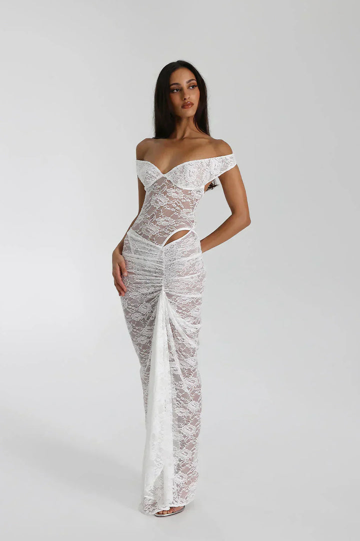 Oriana | Luxe Midi Dress in Lace – Elegant & Timeless Design