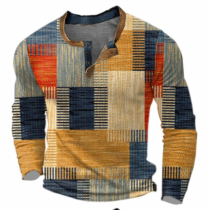 John™ | Elegant Henley Shirt with Geometric Pattern