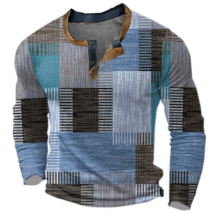 John™ | Elegant Henley Shirt with Geometric Pattern