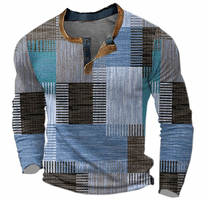 John™ | Elegant Henley Shirt with Geometric Pattern