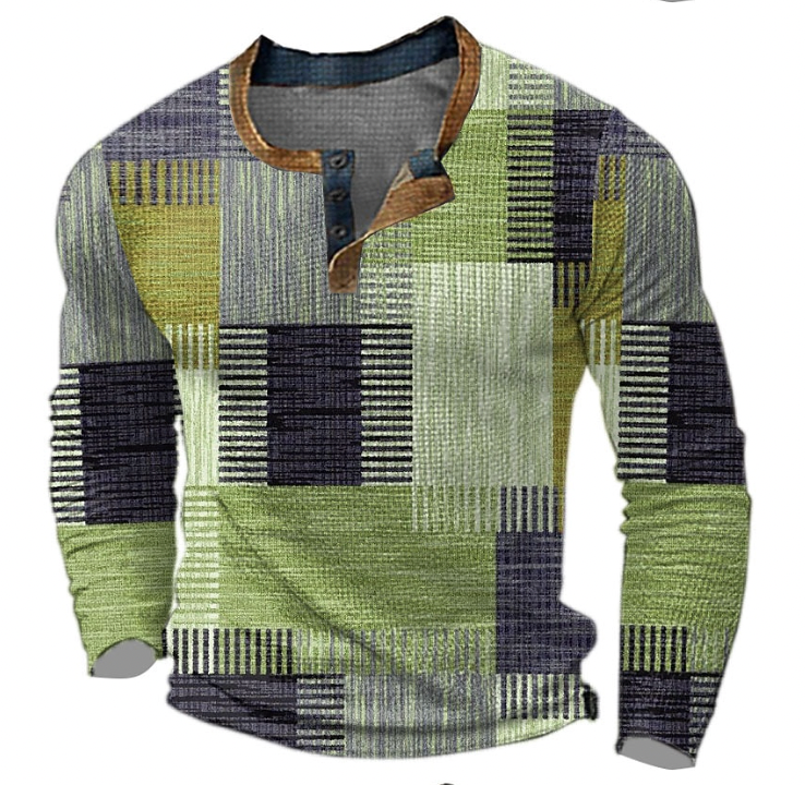 John™ | Elegant Henley Shirt with Geometric Pattern