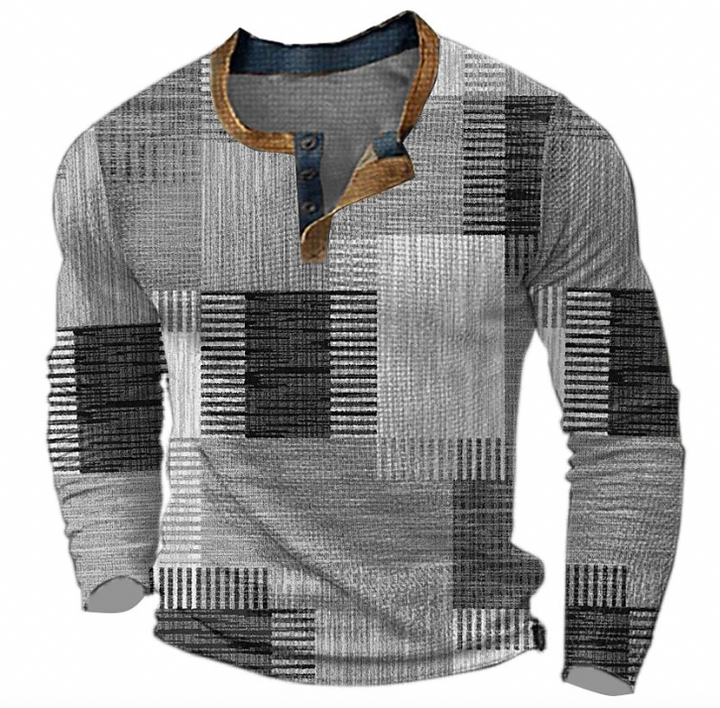 John™ | Elegant Henley Shirt with Geometric Pattern