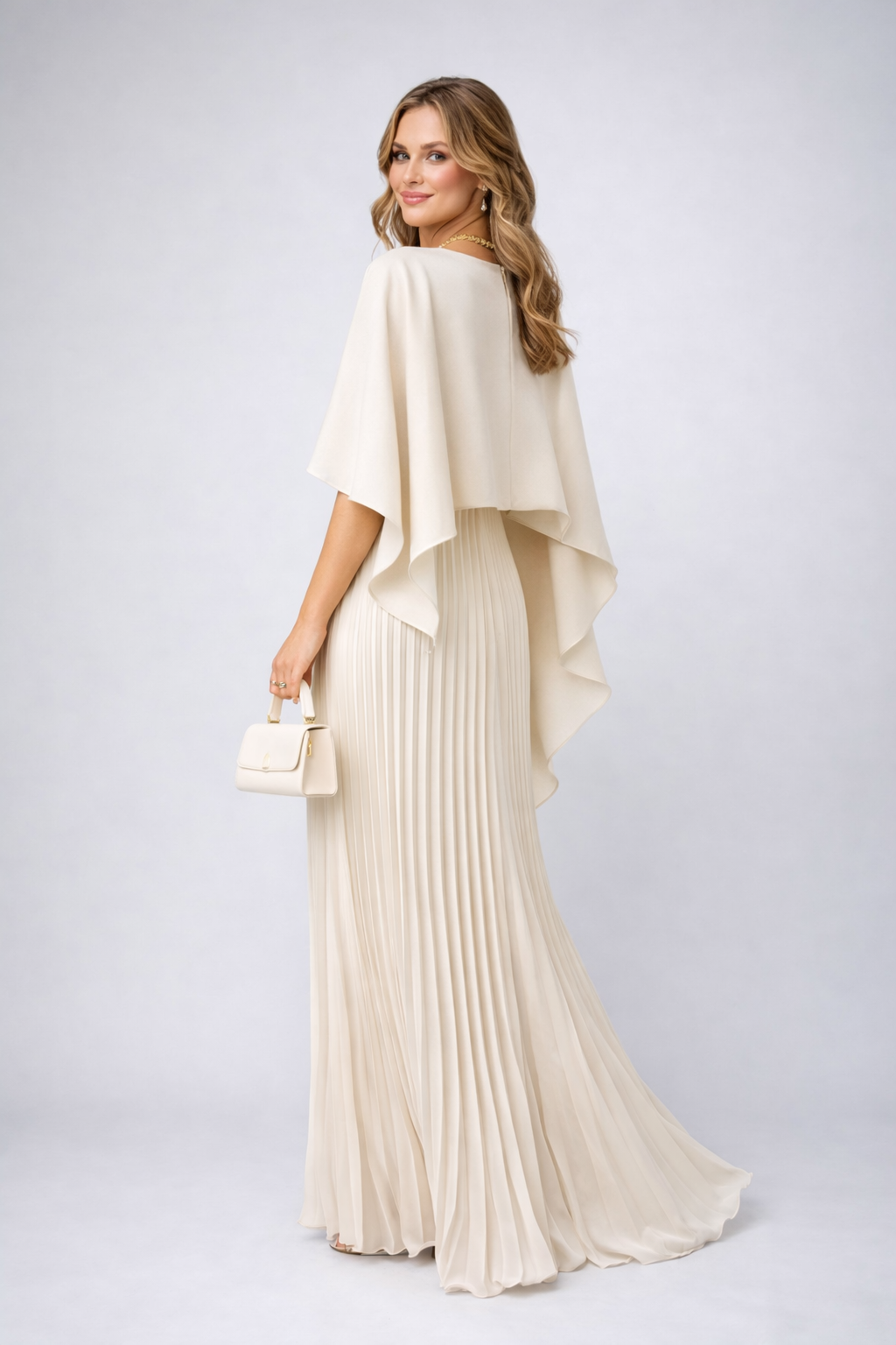 Daisy | Pleated Chiffon Maxi Dress – High Neck & Loose Fit