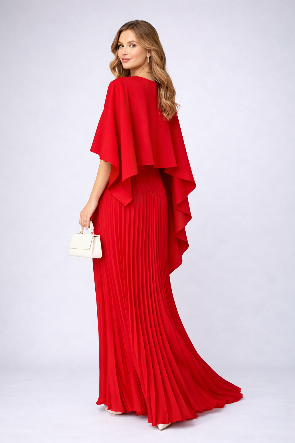Daisy | Pleated Chiffon Maxi Dress – High Neck & Loose Fit