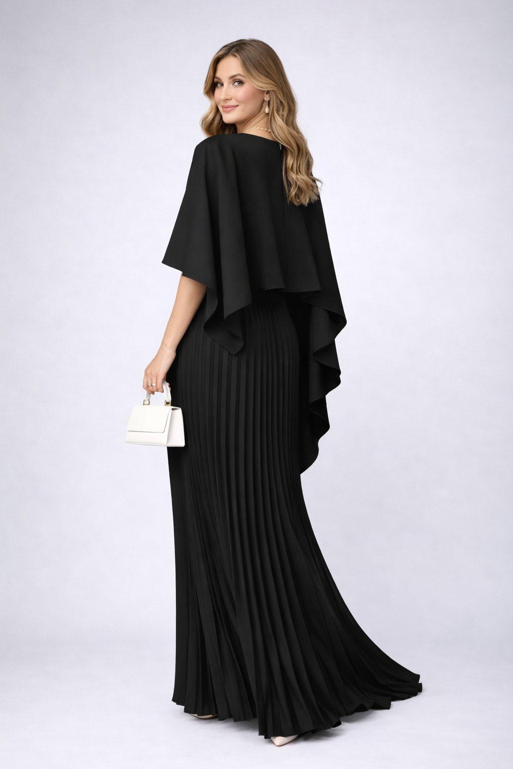 Daisy | Pleated Chiffon Maxi Dress – High Neck & Loose Fit
