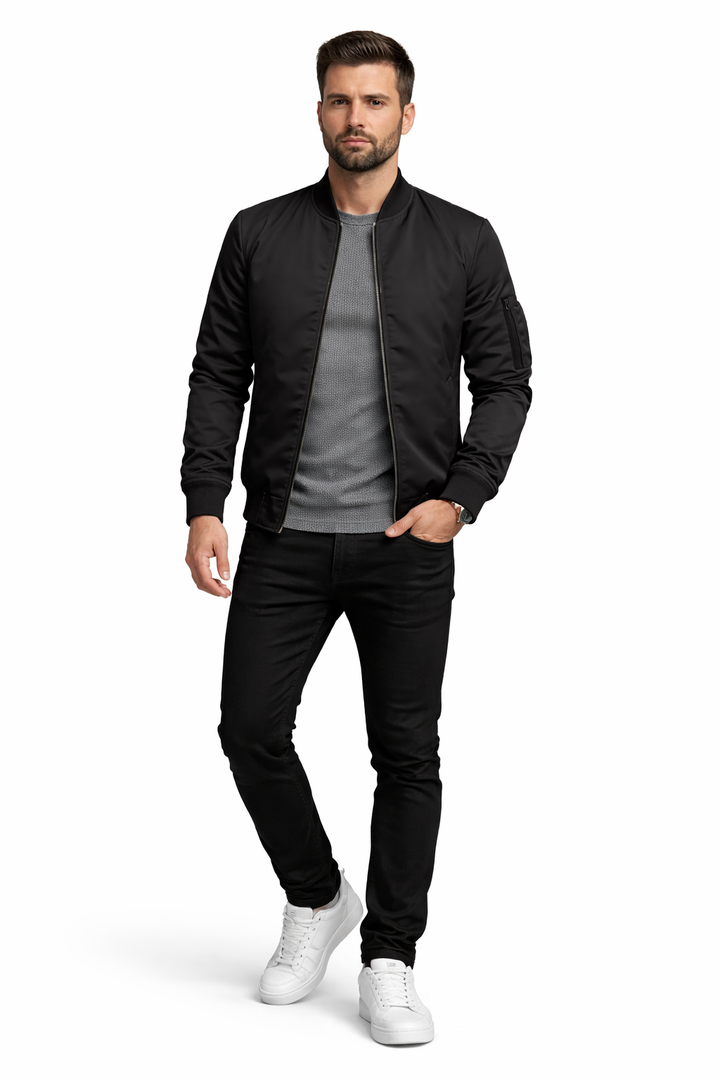Tavian – Men’s Zip Up Jacket with Ribbed Cuffs