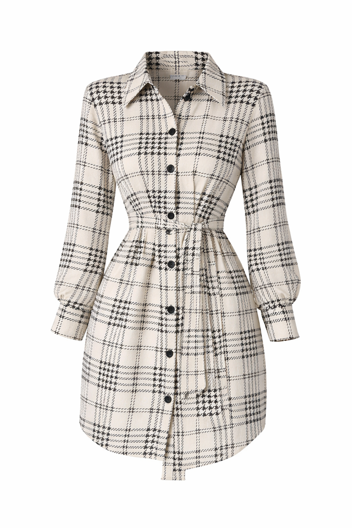 Farrah | A-line Midi Dress - Timeless Checked, Comfortable and Stylish