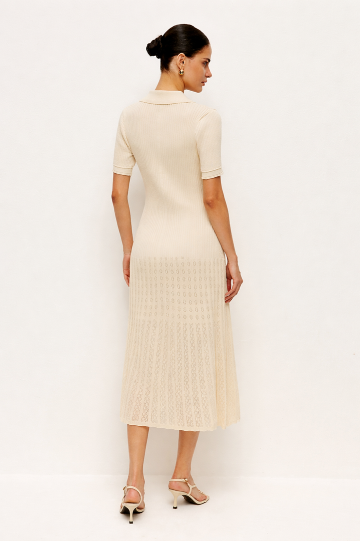 Gwyn | Women's Polo Dress – Button Closure & Midi Length