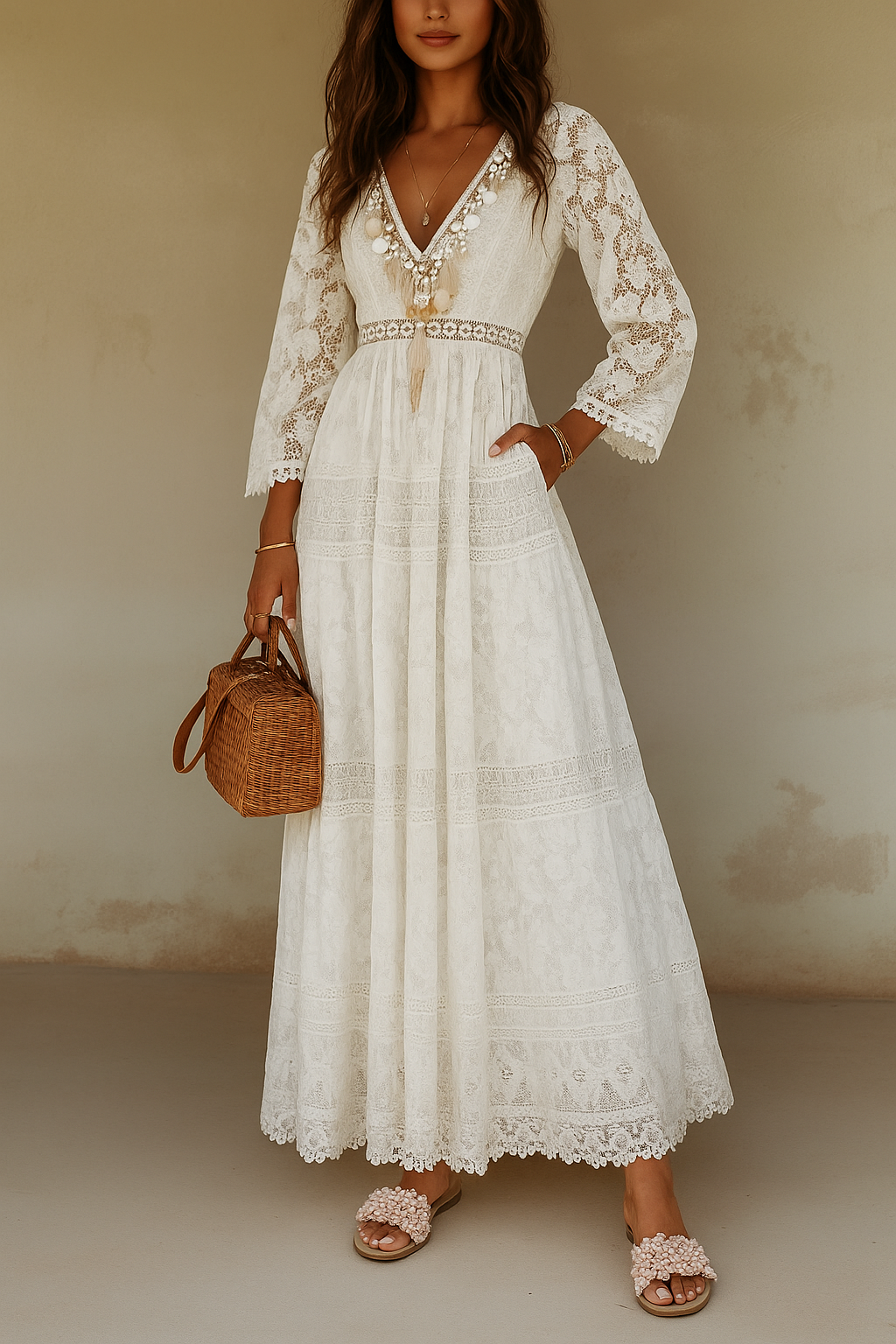 Boho Maxi Dress with Floral Print