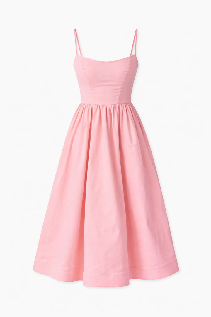 Evira | Midi Evening Dress with U-Neck and Flared Skirt