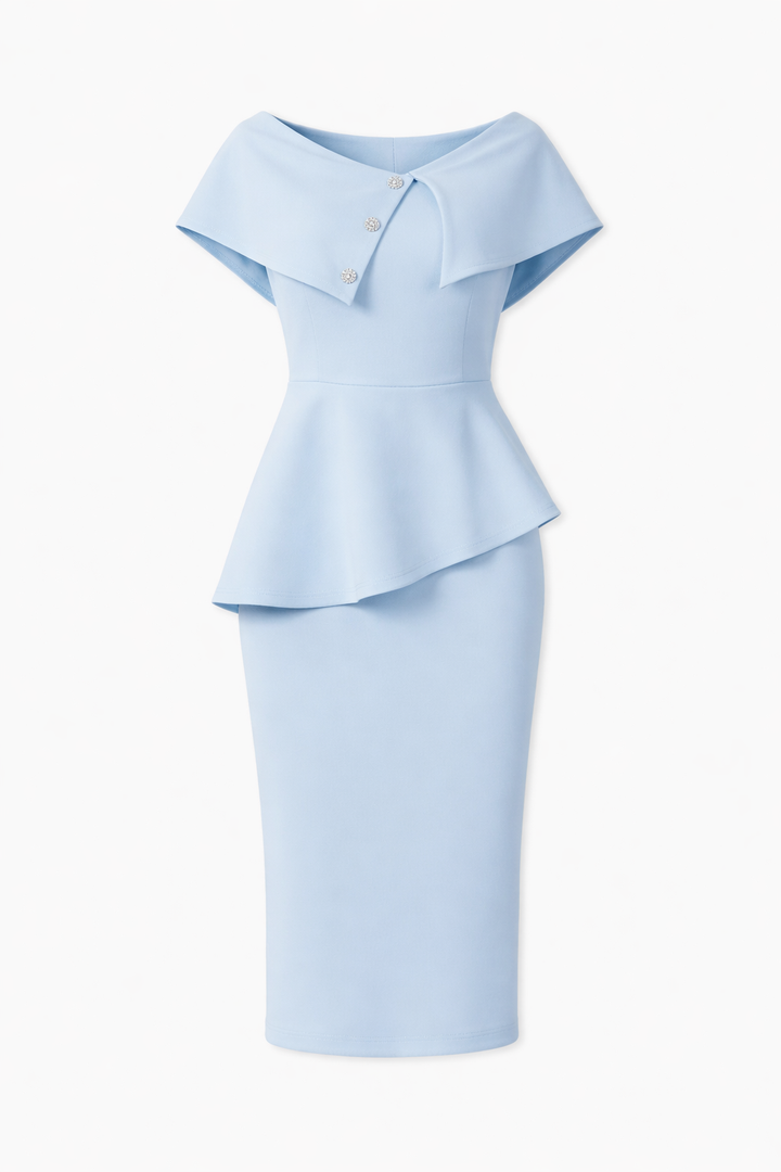 Destina | Elegant Baby Blue Midi Dress