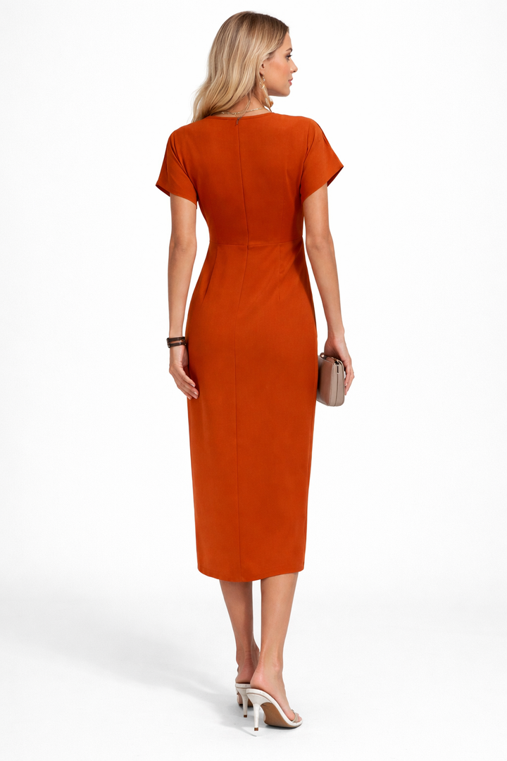 Elegant Satin Summer Dress V-Neck Ladies Midi
