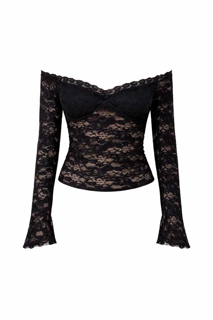 Chita | Kanten Off-Shoulder Corset Top – Tailored & Elegant