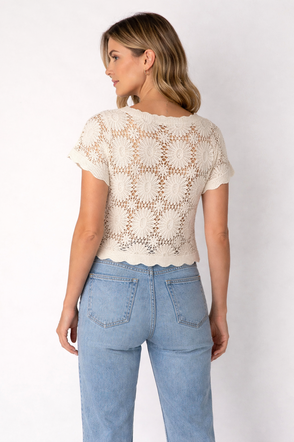Isma | Trendy Top - Knitted Cardigan with Flowers & Buttons – Cotton Blend