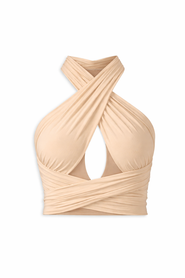 Tyra | Criss Cross Cropped Halter Top for Women
