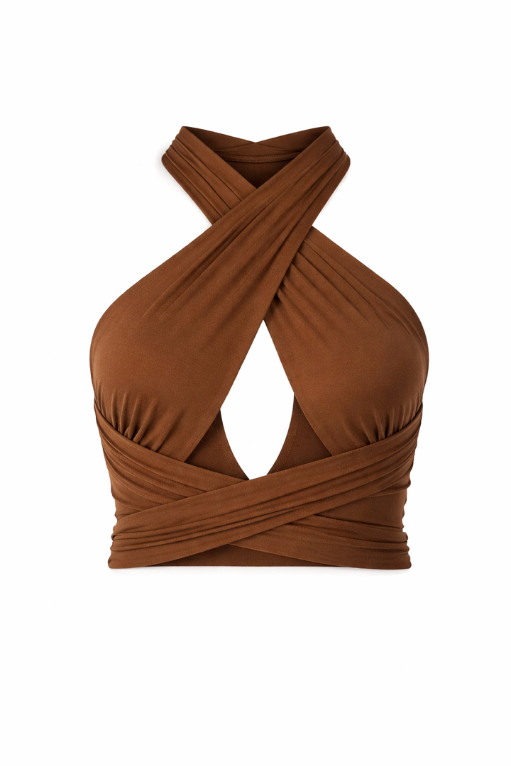 Tyra | Criss Cross Cropped Halter Top for Women
