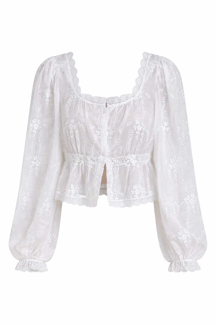 Sylvia | Airy Embroidered Cardigan – Lightweight & Transparent Fabric