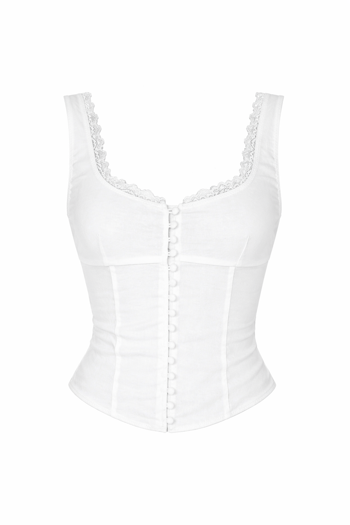 Lace Top for Women with Buttons - Elegant, Slim Fit