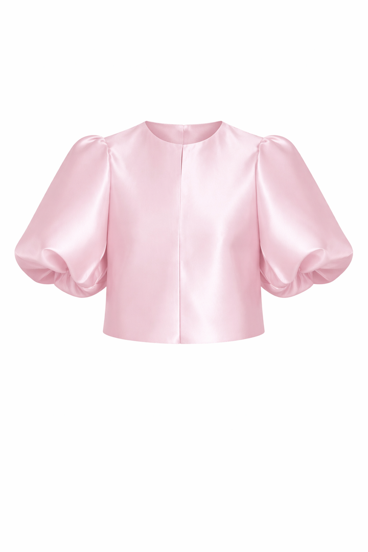 Elegant Satin Top with Puff Sleeves